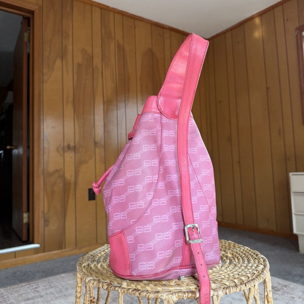 BALENCIAGA 90’s Vintage Bucket Bag Pink Leather Handbag Shoulder Bag Backpack - Picture 3 of 16
